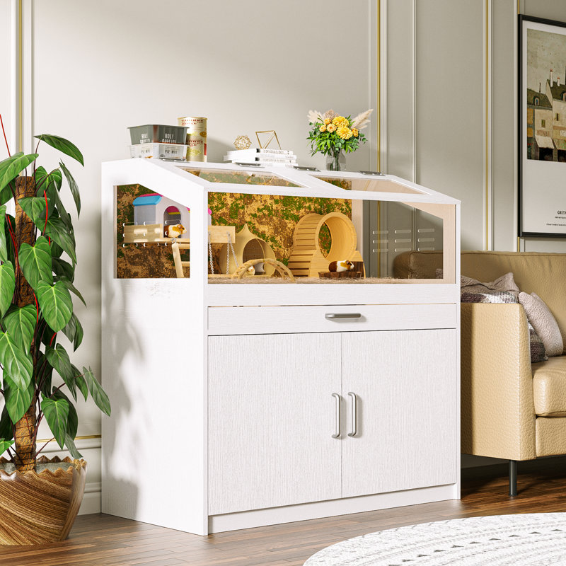 Image showcasing Latitude Run® Wood Hamster Cage With Storage Cabinet & Reviews | Wayfair